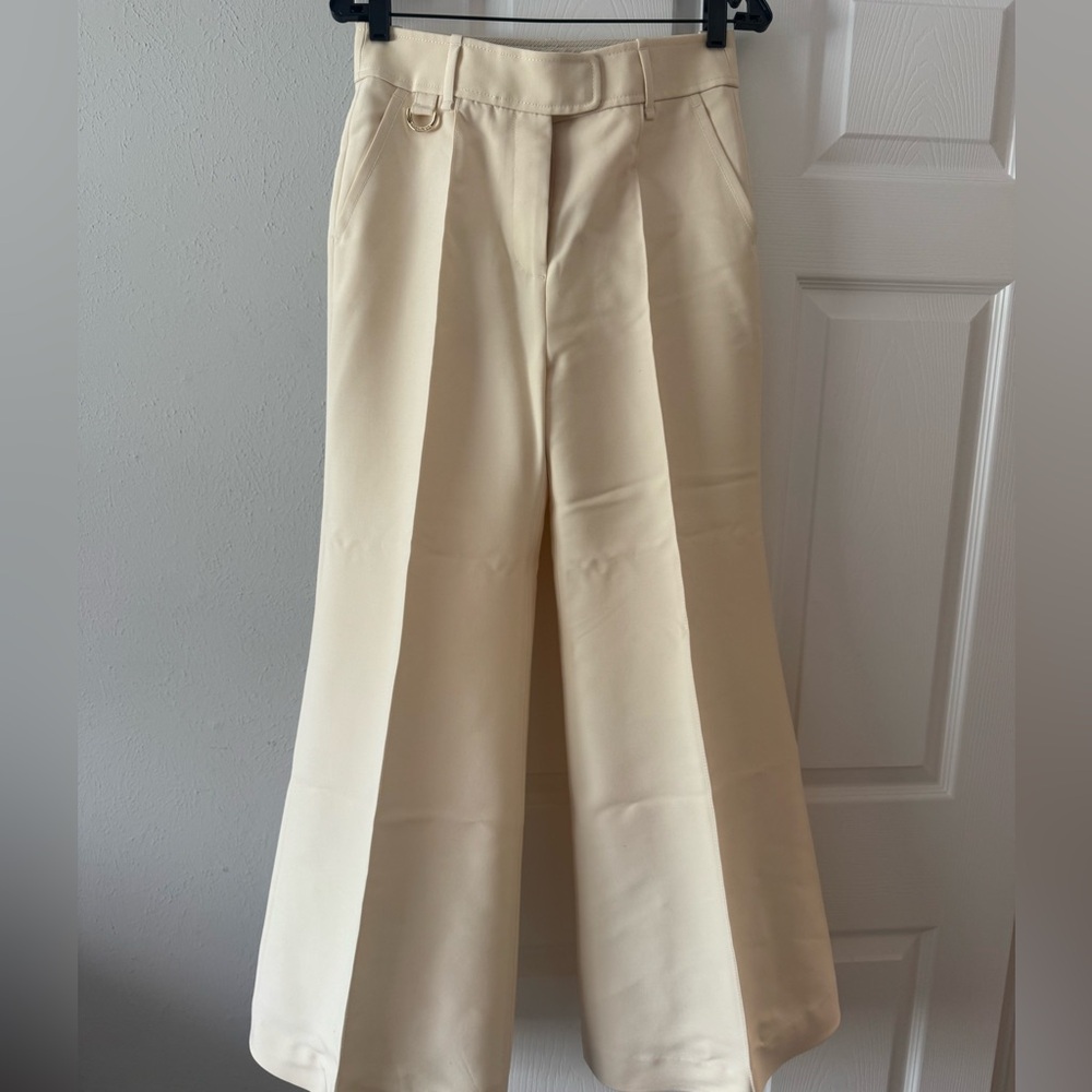 Zimmermann Cream Wide-Leg High-Rise Trousers
